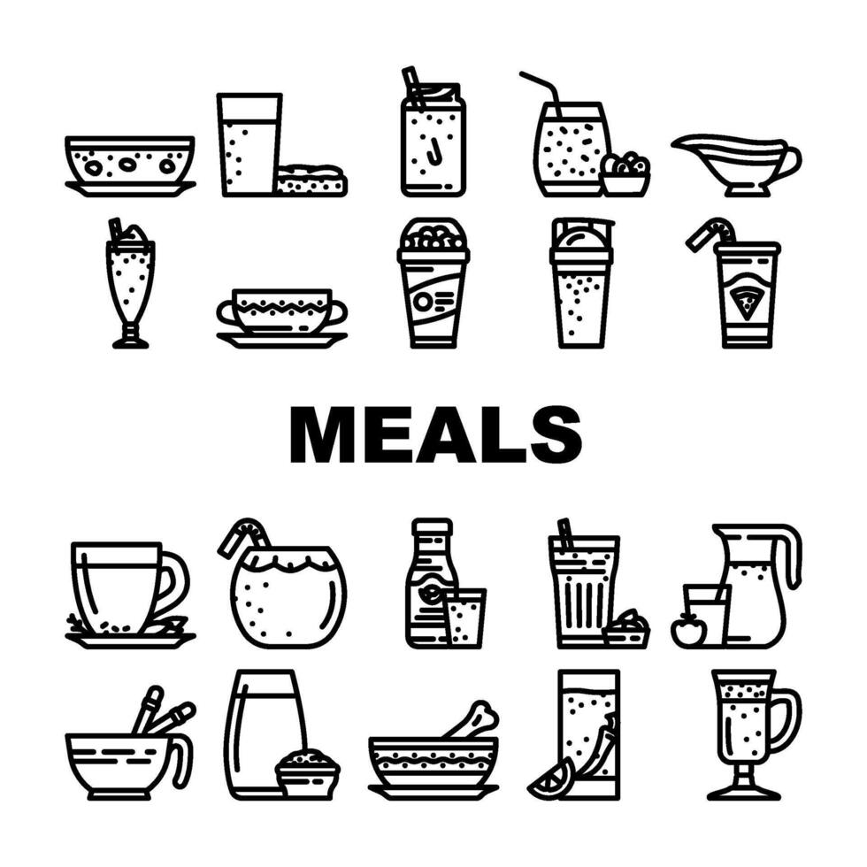 meals as drinks shake symbol icons set vector