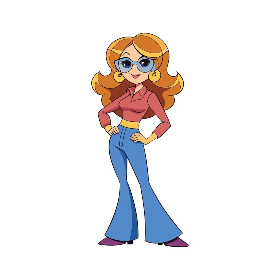 Bold Retro 70s Bell Bottom Fashion Model 3 vector