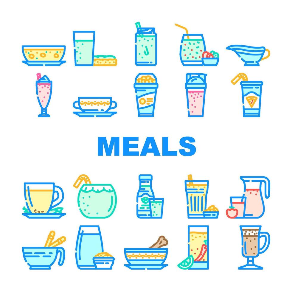 meals as drinks shake icons symbol set item vector