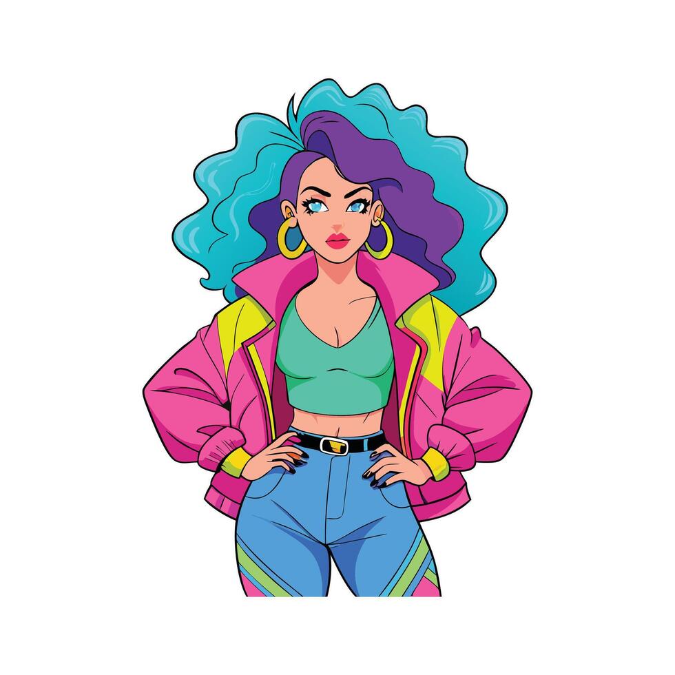 Trendy Retro 80s Fashion Model C 1 vector
