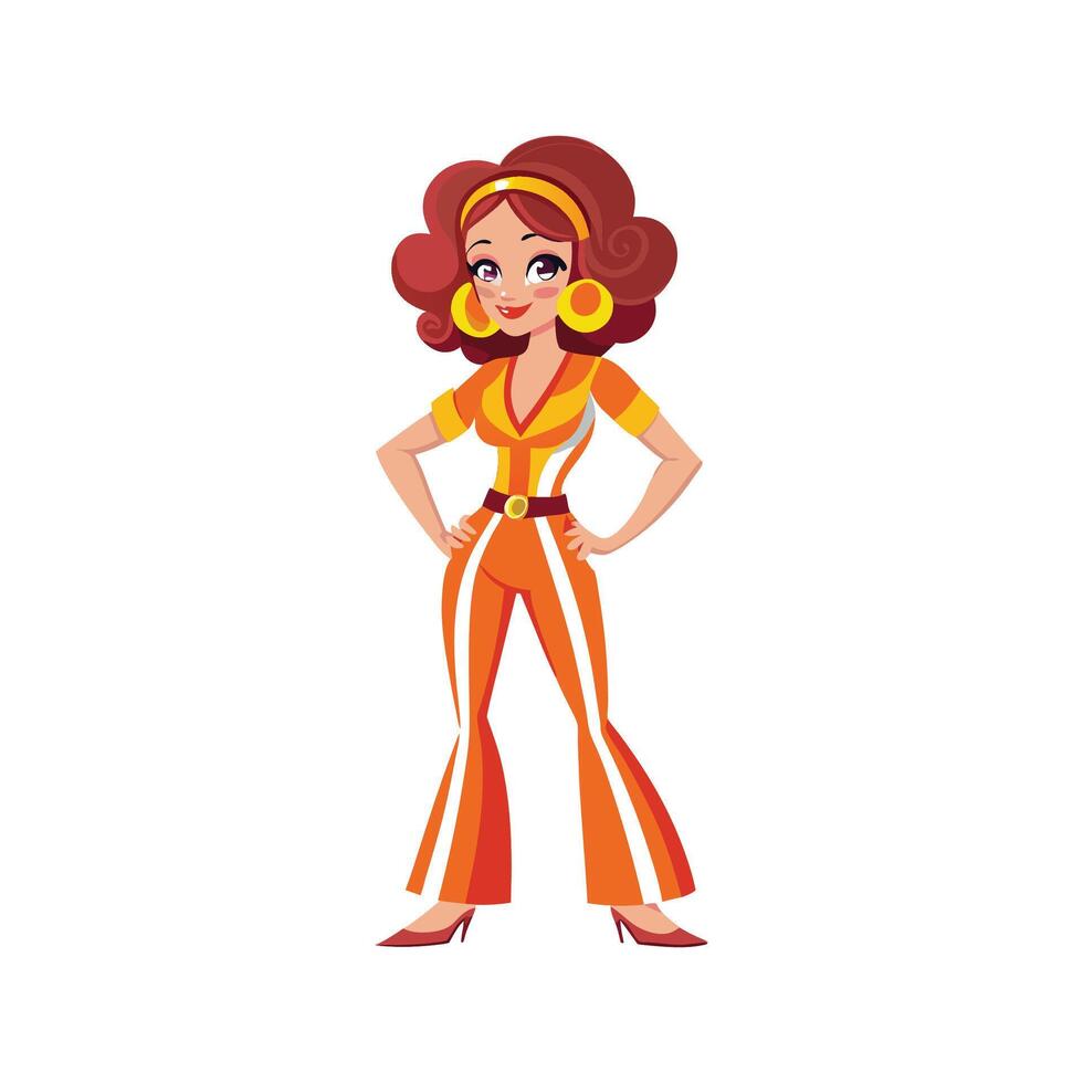 Chic Retro Jumpsuit Fashion Model vector