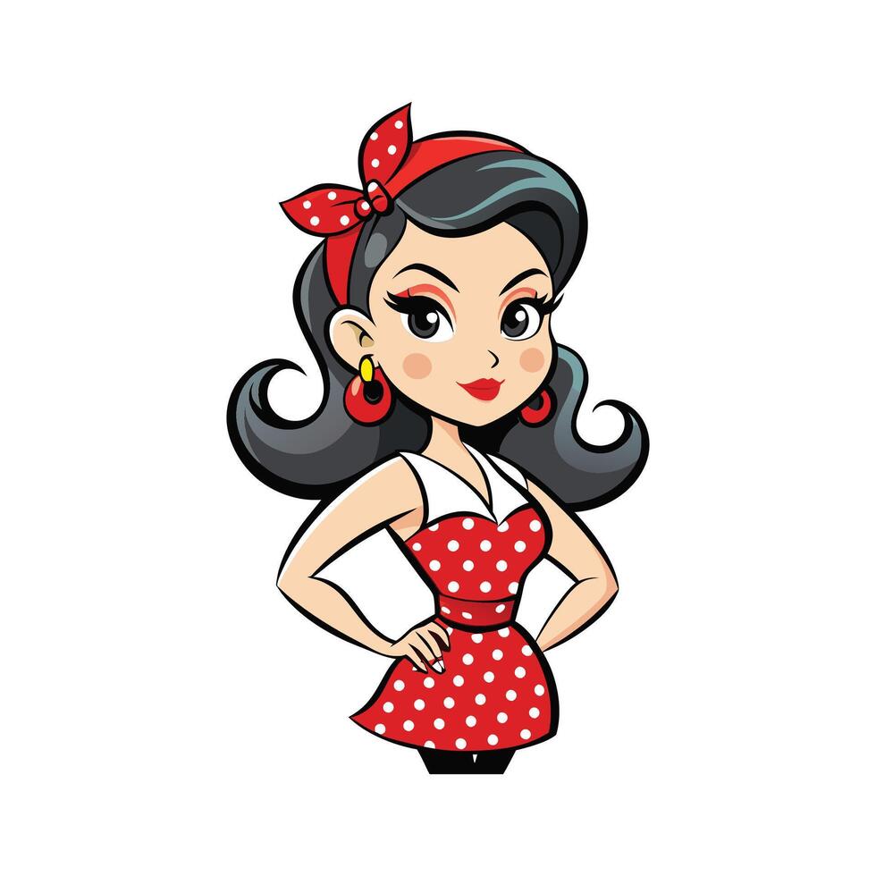 Chic Retro PinUp Cartoon Model 1 vector