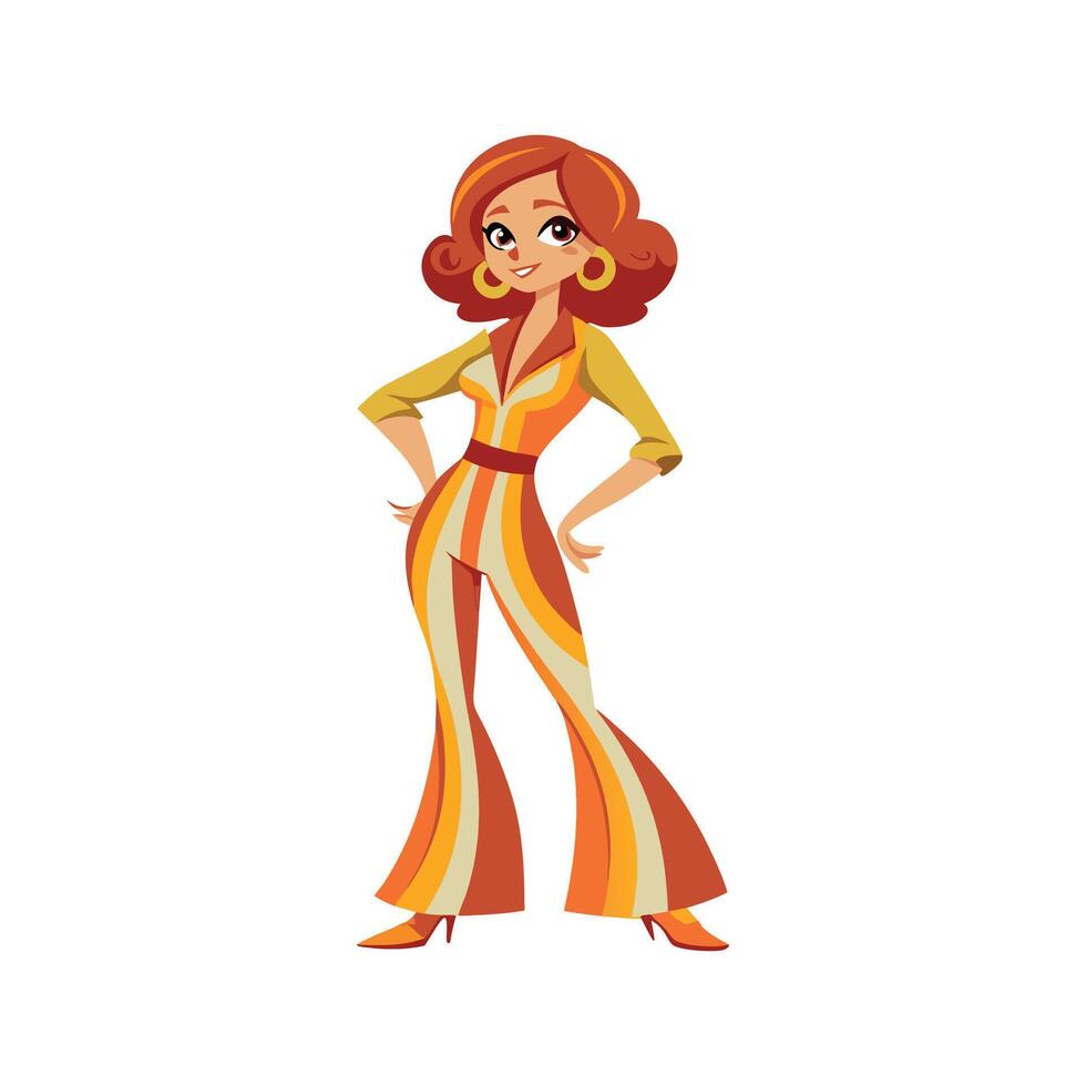 Chic Retro Jumpsuit Fashion Model Design 3 vector