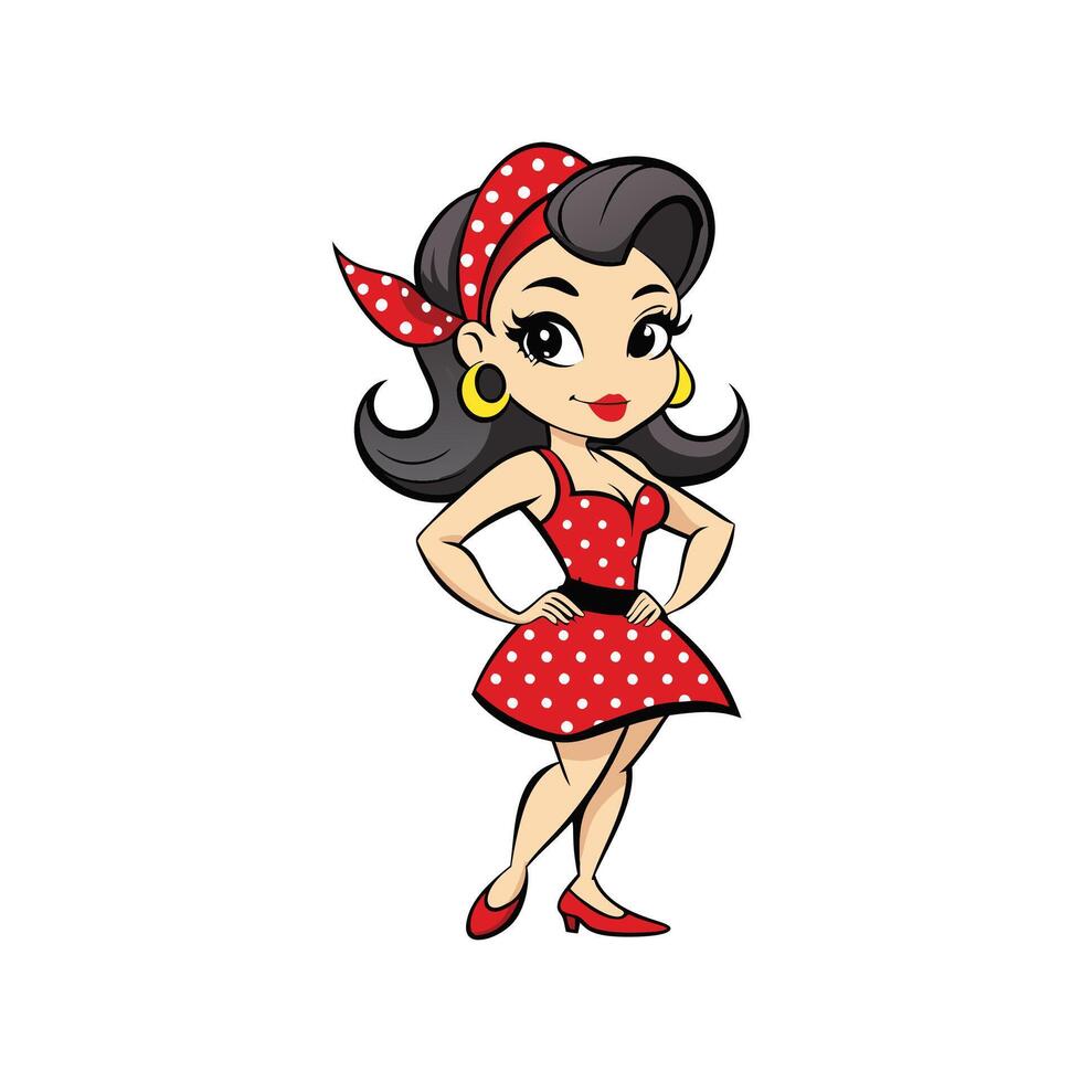 Trendy Retro PinUp Cartoon Model 2 vector