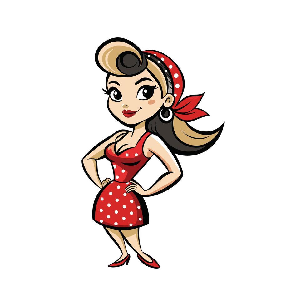 Bold Retro PinUp Cartoon Model 3 vector