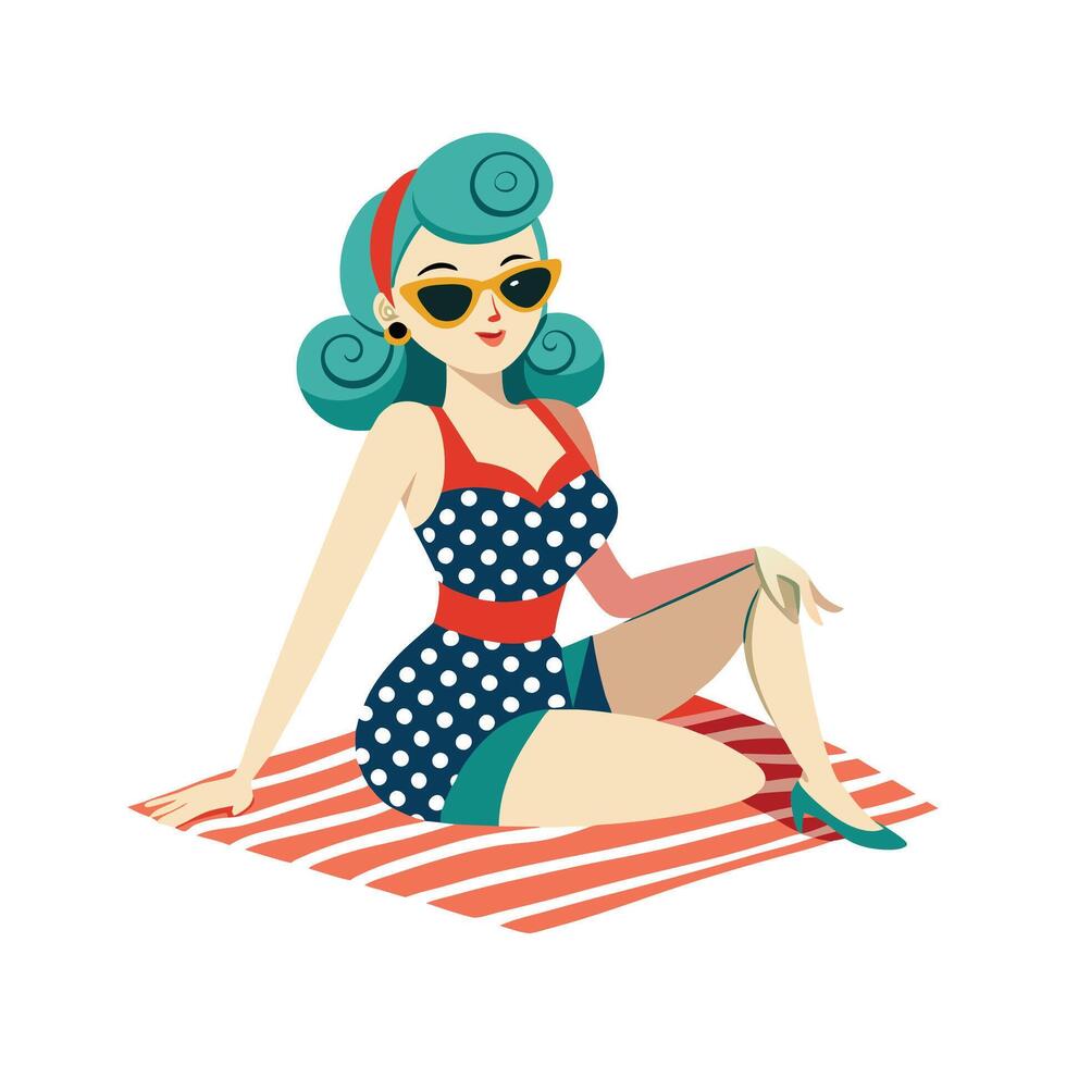 Trendy Retro Summer Fashion Model 2 vector