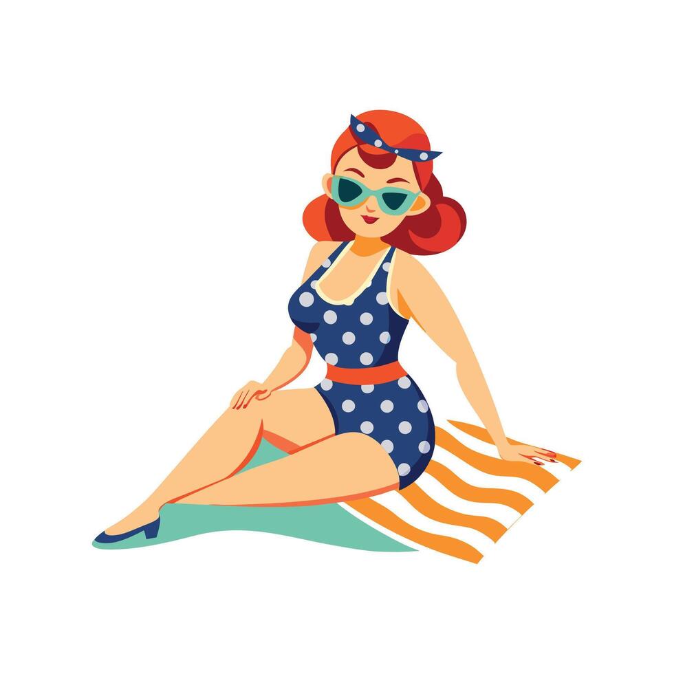 Elegant Retro Summer Fashion Model 3 vector