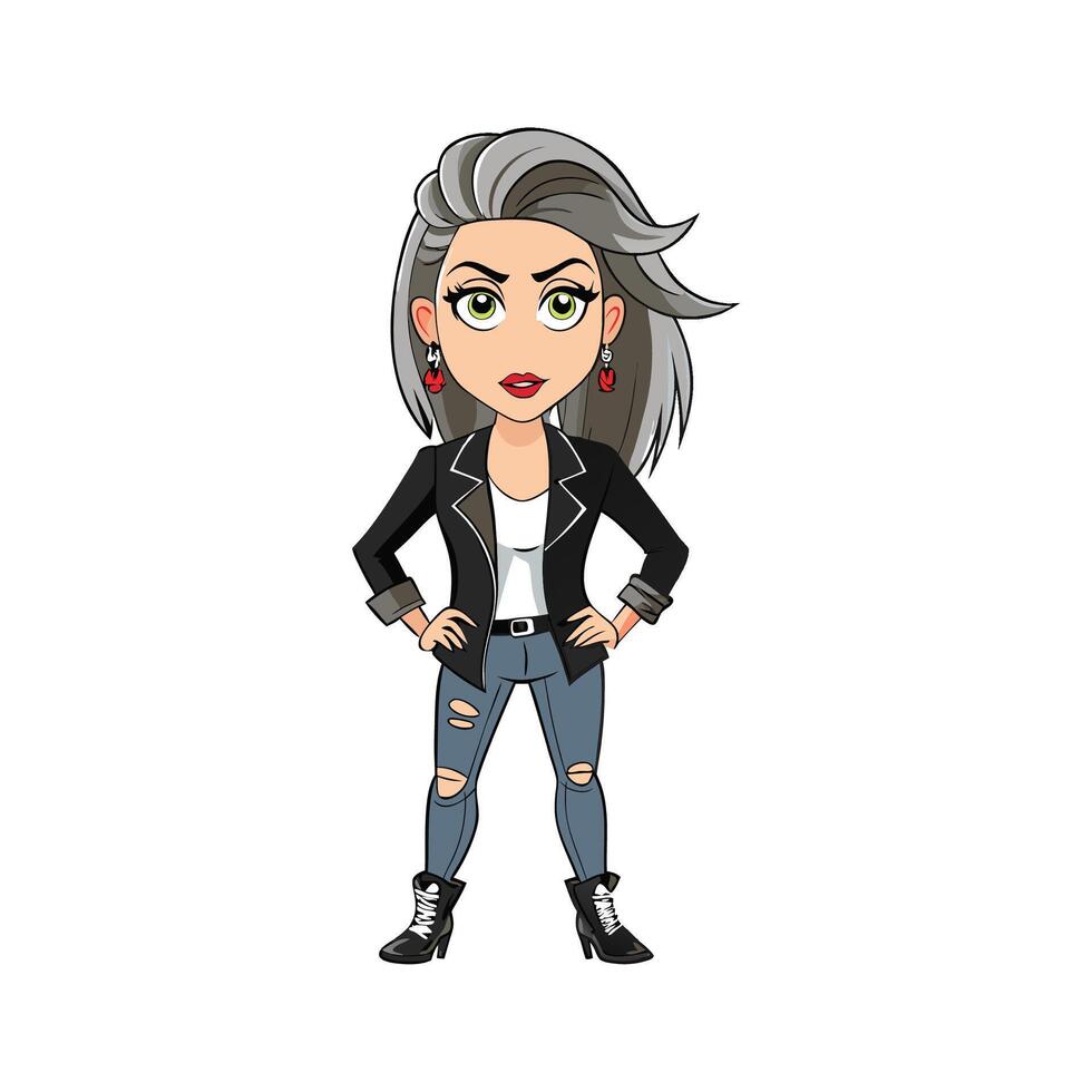 Trendy Rocker Chic Fashion Model Design 1 vector