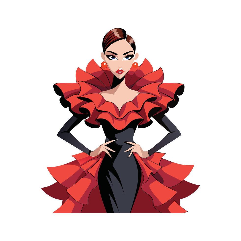 Chic Runway Couture Fashion Model vector