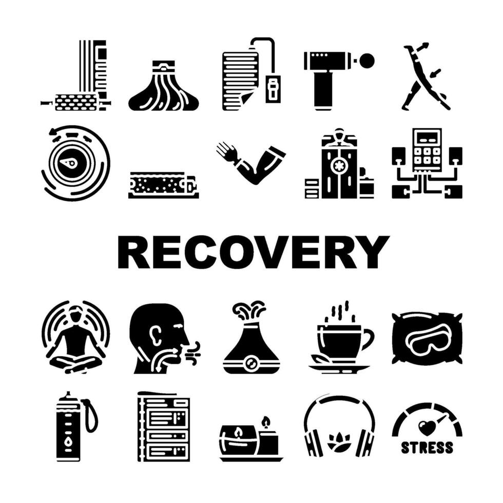 recovery wellness practices symbol icons set vector