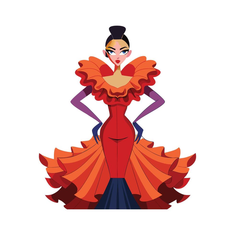 Bold Runway Couture Fashion Model 3 vector