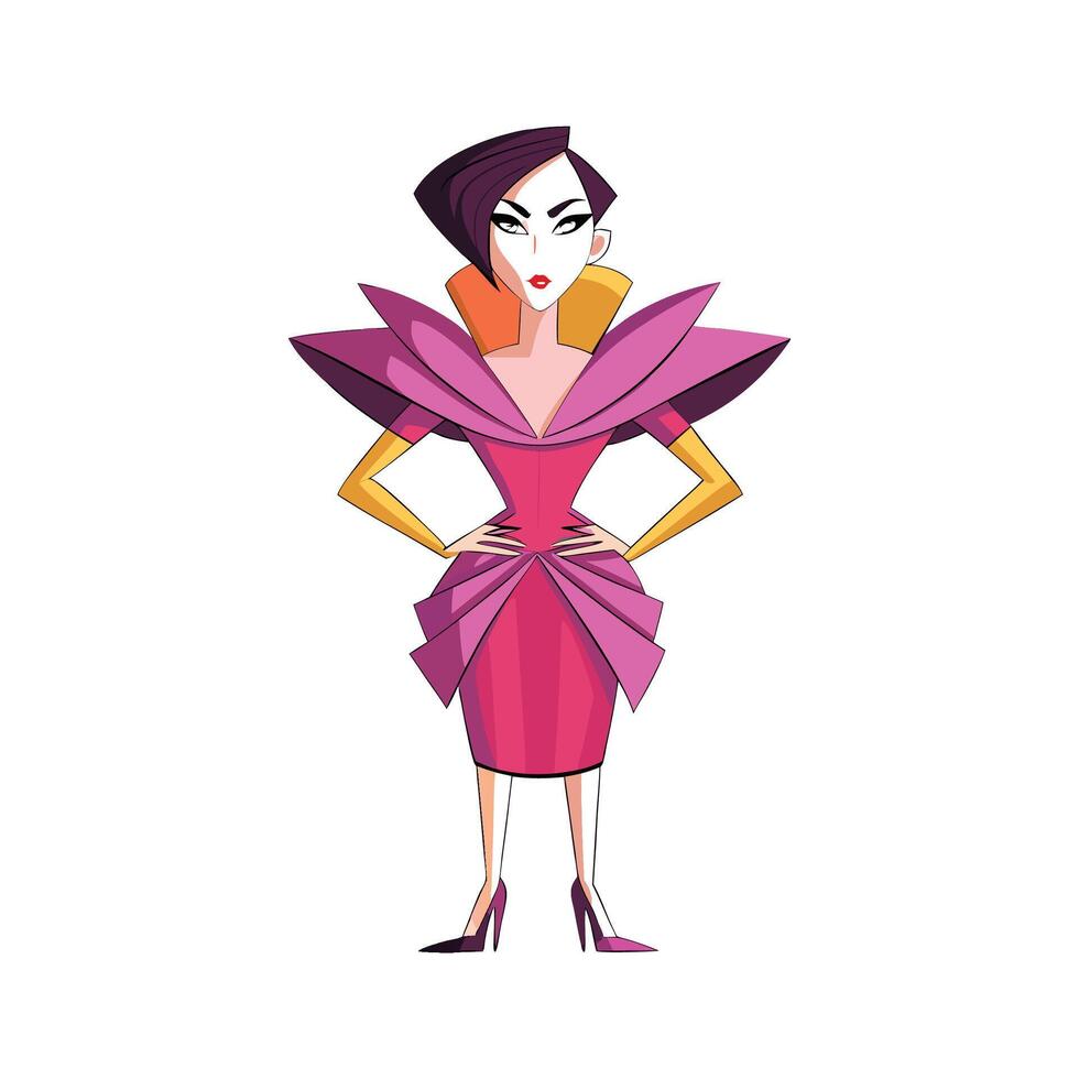 Chic Sculptural AvantGarde Fashion Model vector