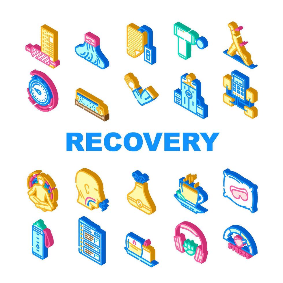 recovery wellness practices symbol icons set item vector