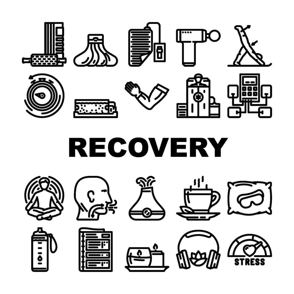recovery wellness practices icons symbol set vector