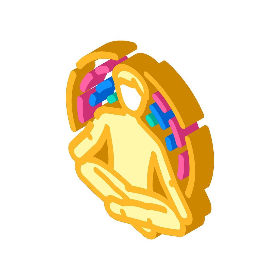 meditation pose radiating waves isometric icon illustration vector