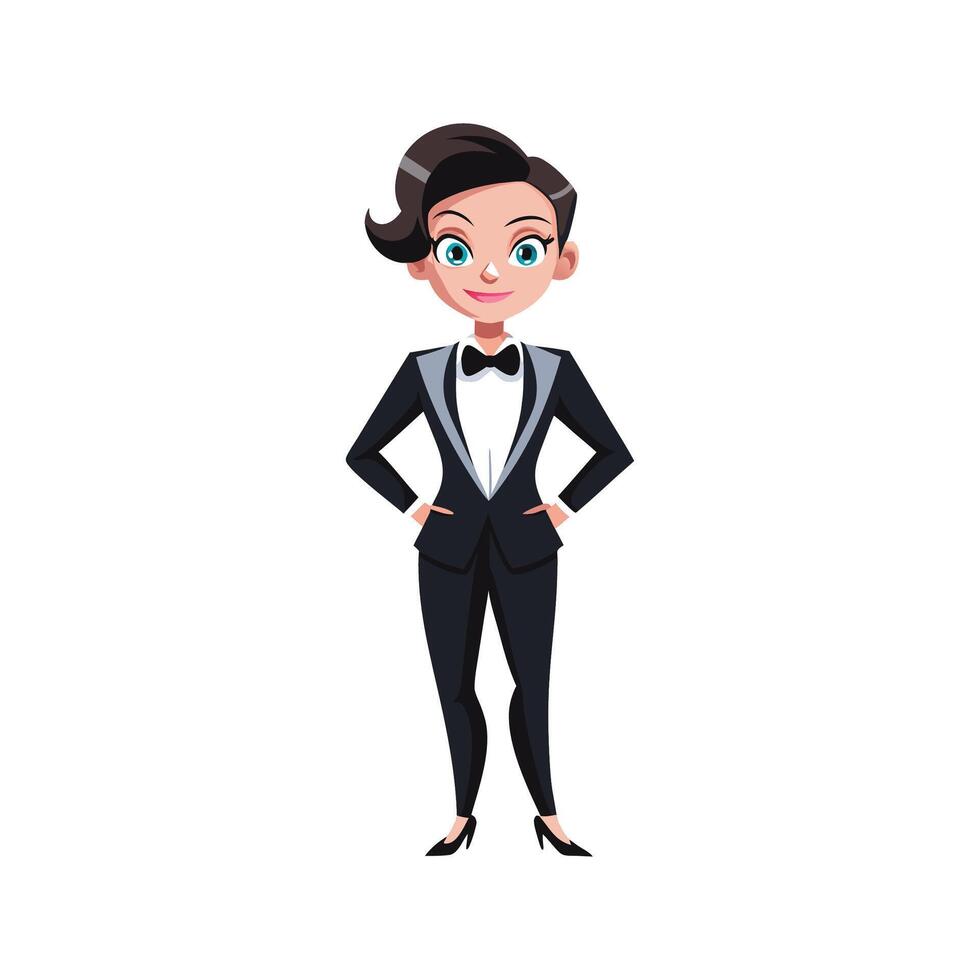 Trendy Sleek Tuxedo Fashion Model 2 vector