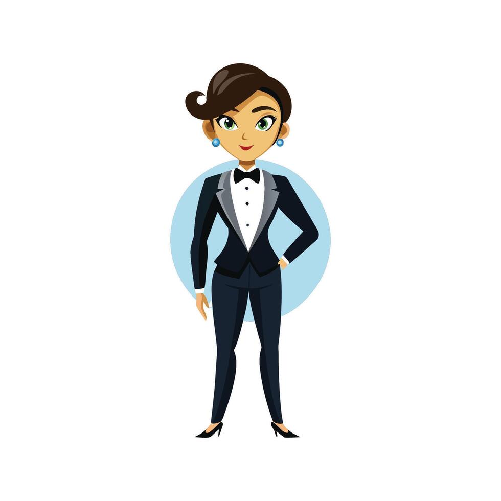 Chic Sleek Tuxedo Fashion Model vector