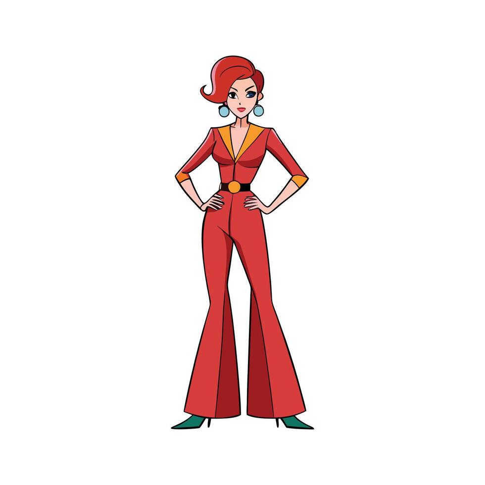 Bold Sleek WideLegged Jumpsuit Fashion Model Design vector