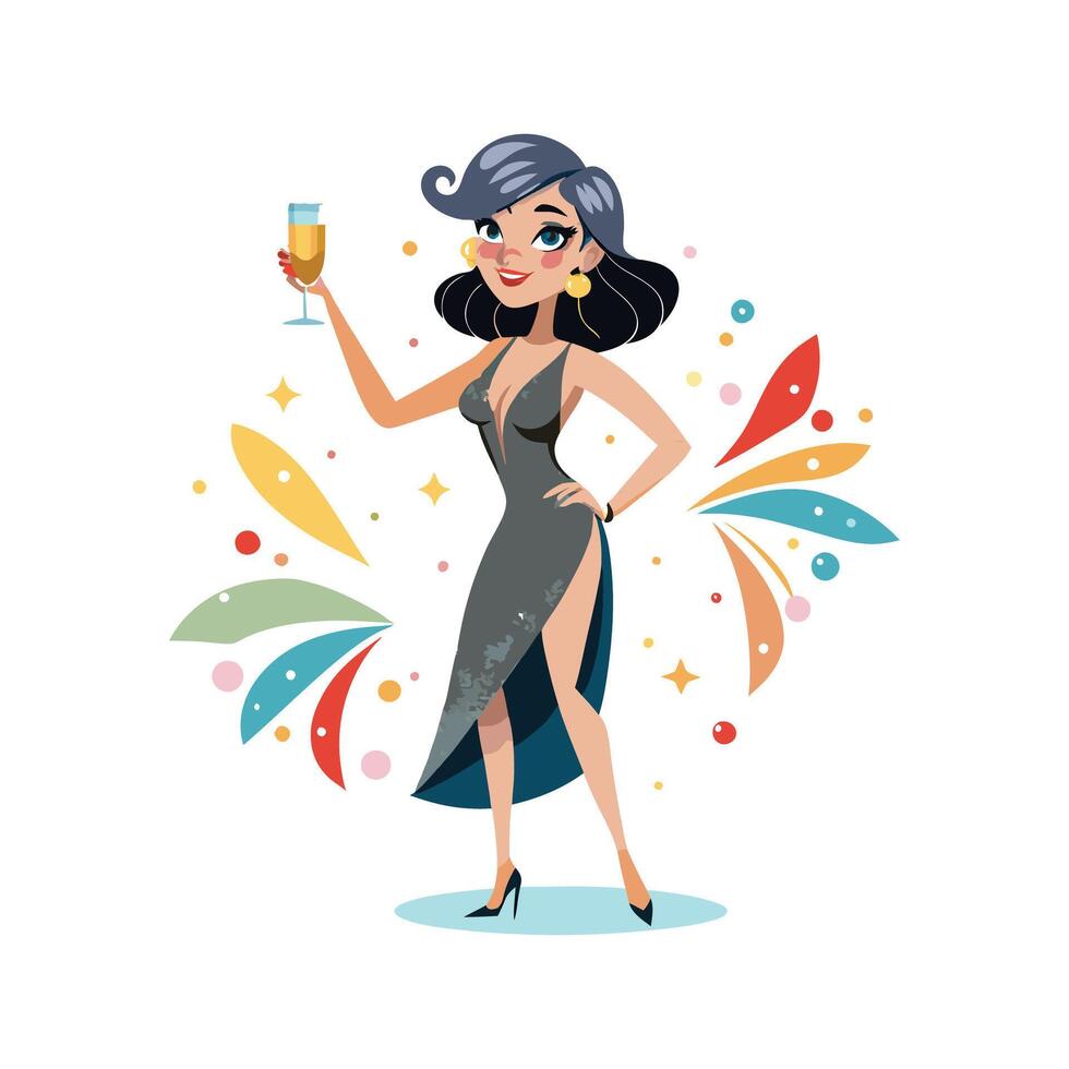 Elegant Sophisticated New Years Eve Fashion Model 3 vector
