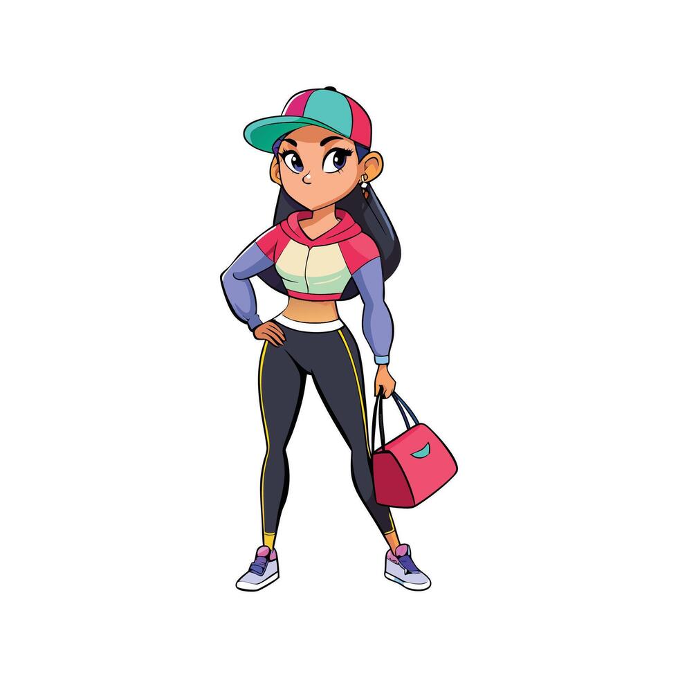 Trendy Sporty Athleisure Fashion Model Design 5 vector
