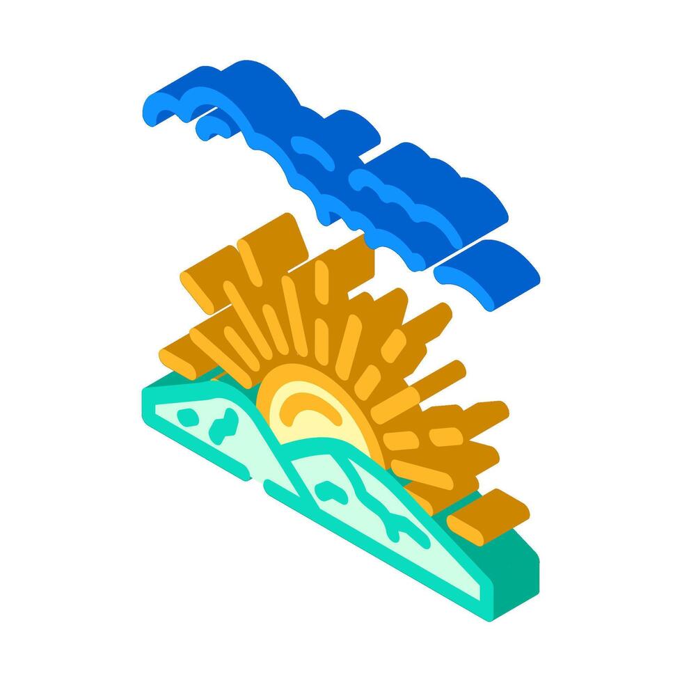 sun rising slow living isometric icon illustration vector