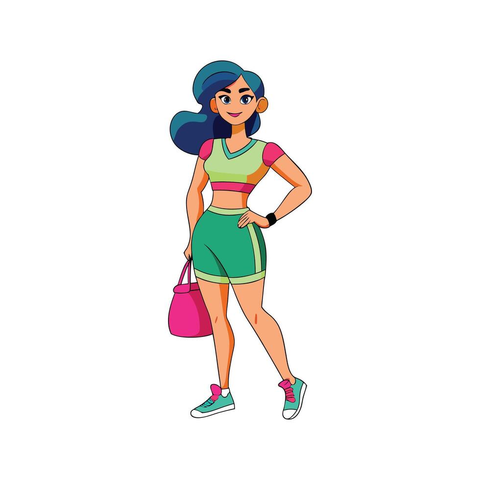 Trendy Sporty Skirt and Crop Top Fashion Model Create 3 vector
