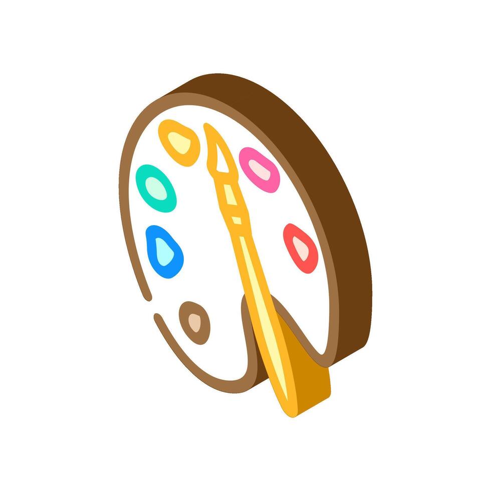 paintbrush palette slow living isometric icon illustration vector