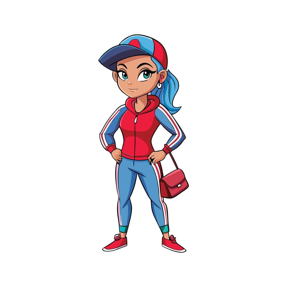 Bold Sporty Tracksuit Fashion Model Illustrate 2 vector