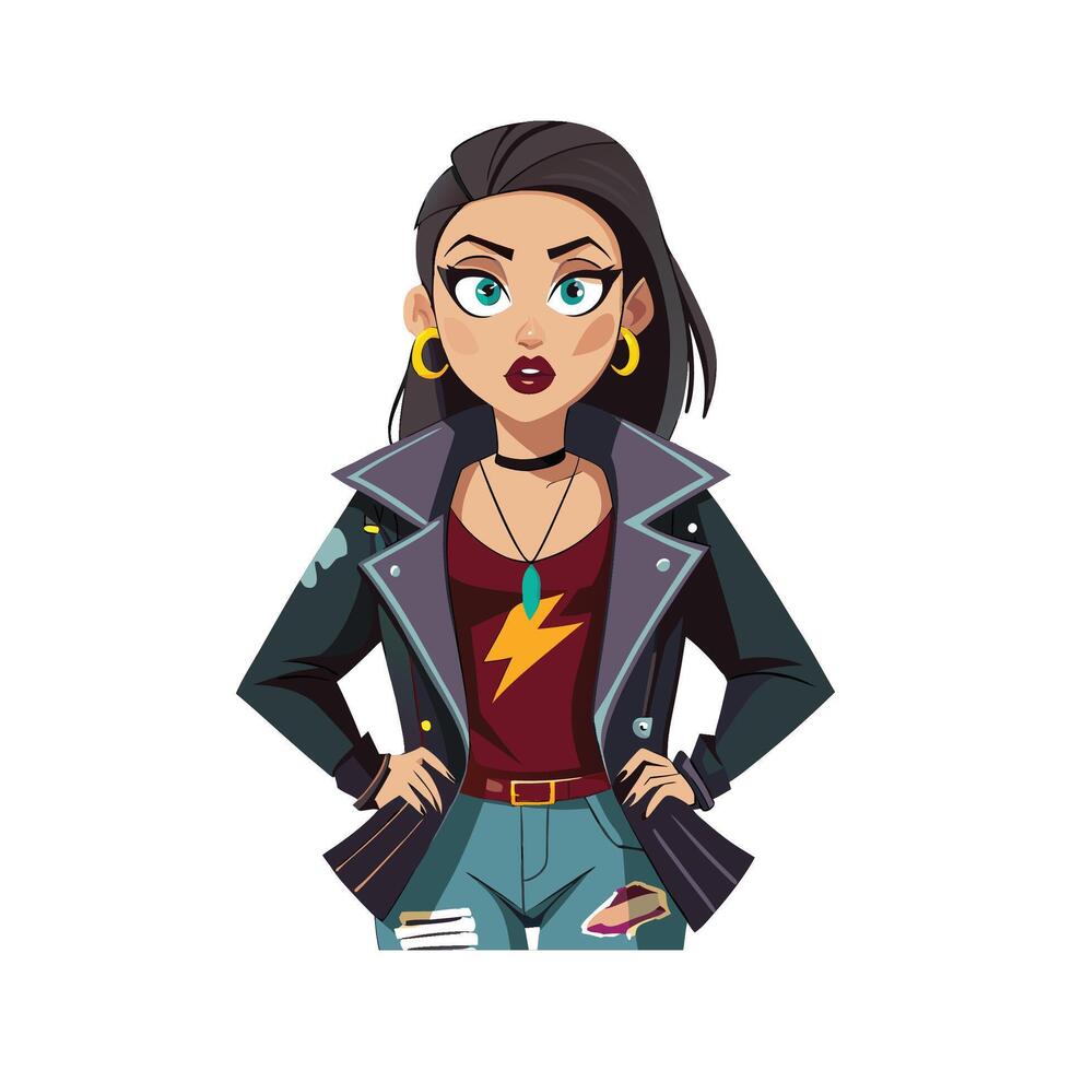 Trendy Statement Leather Jacket Fashion Model Illustrate 1 vector