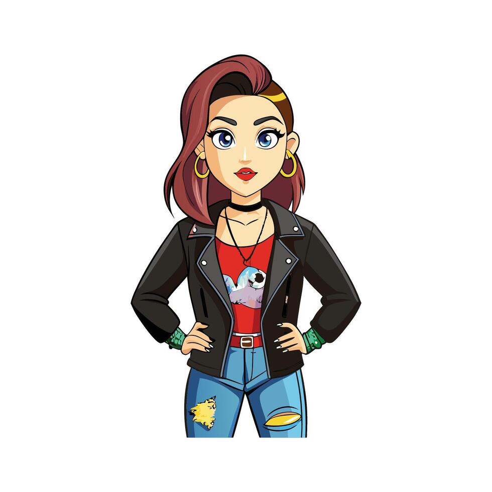 Bold Statement Leather Jacket Fashion Model Illustrate 2 vector