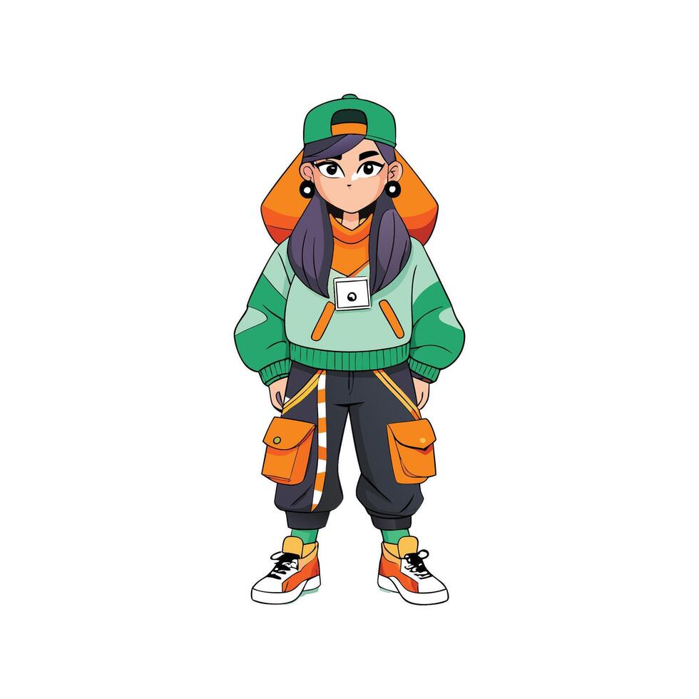 Chic Streetwear Oversized Fashion Model Design vector