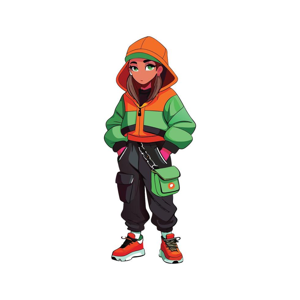 Bold Streetwear Oversized Fashion Model Design 2 vector