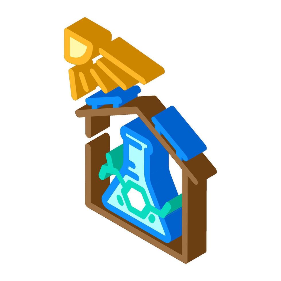 solar powered beauty lab sustainable isometric icon illustration vector