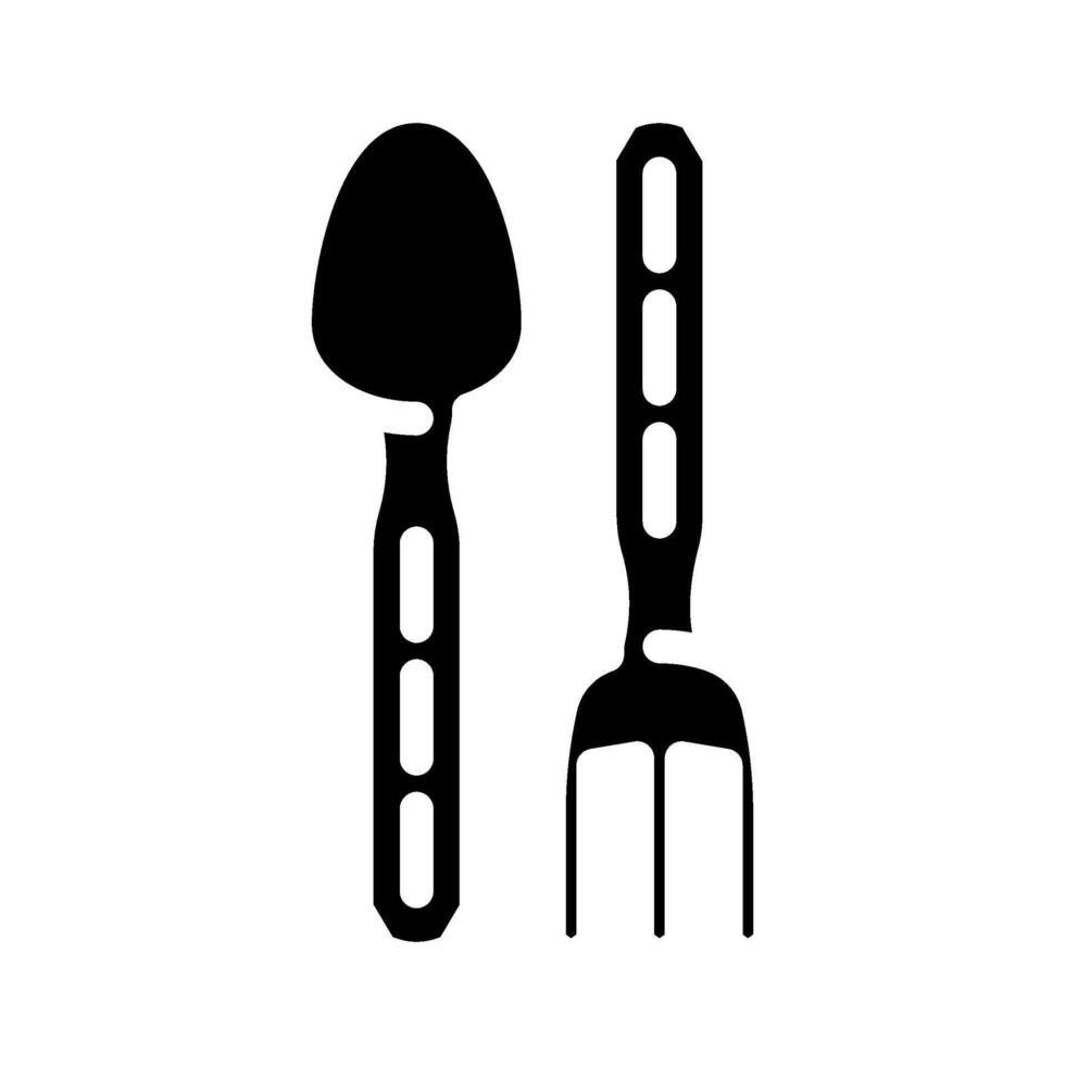 fork spoon titanium ultralight glyph icon illustration vector