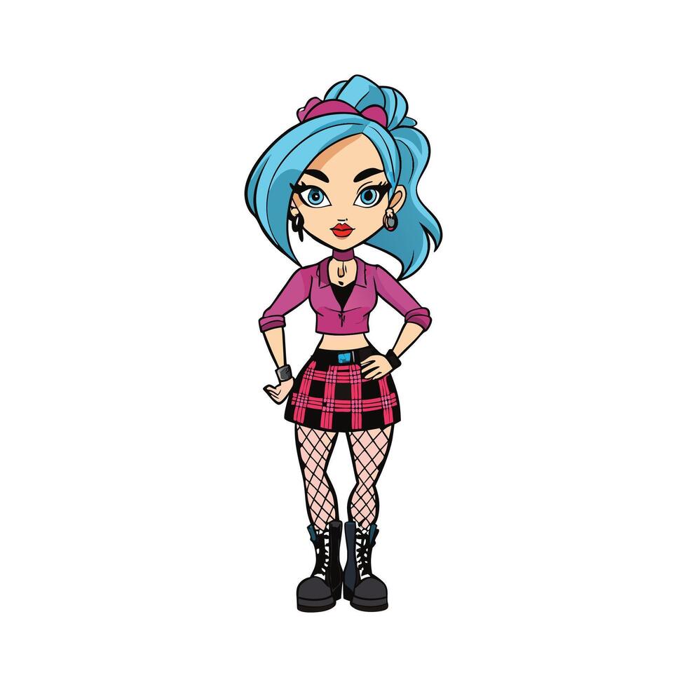 Elegant Trendy EGirl Model Design Fashion Model Carto 2 vector