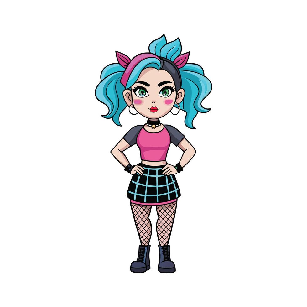 Bold Trendy EGirl Model Design Fashion Model Carto 1 vector