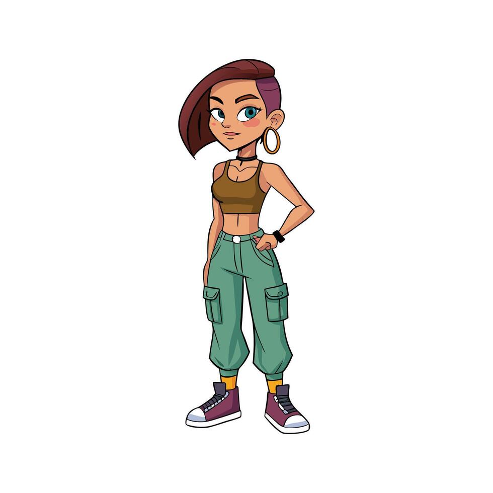Chic Trendy Teen Fashion Model Illustrate vector