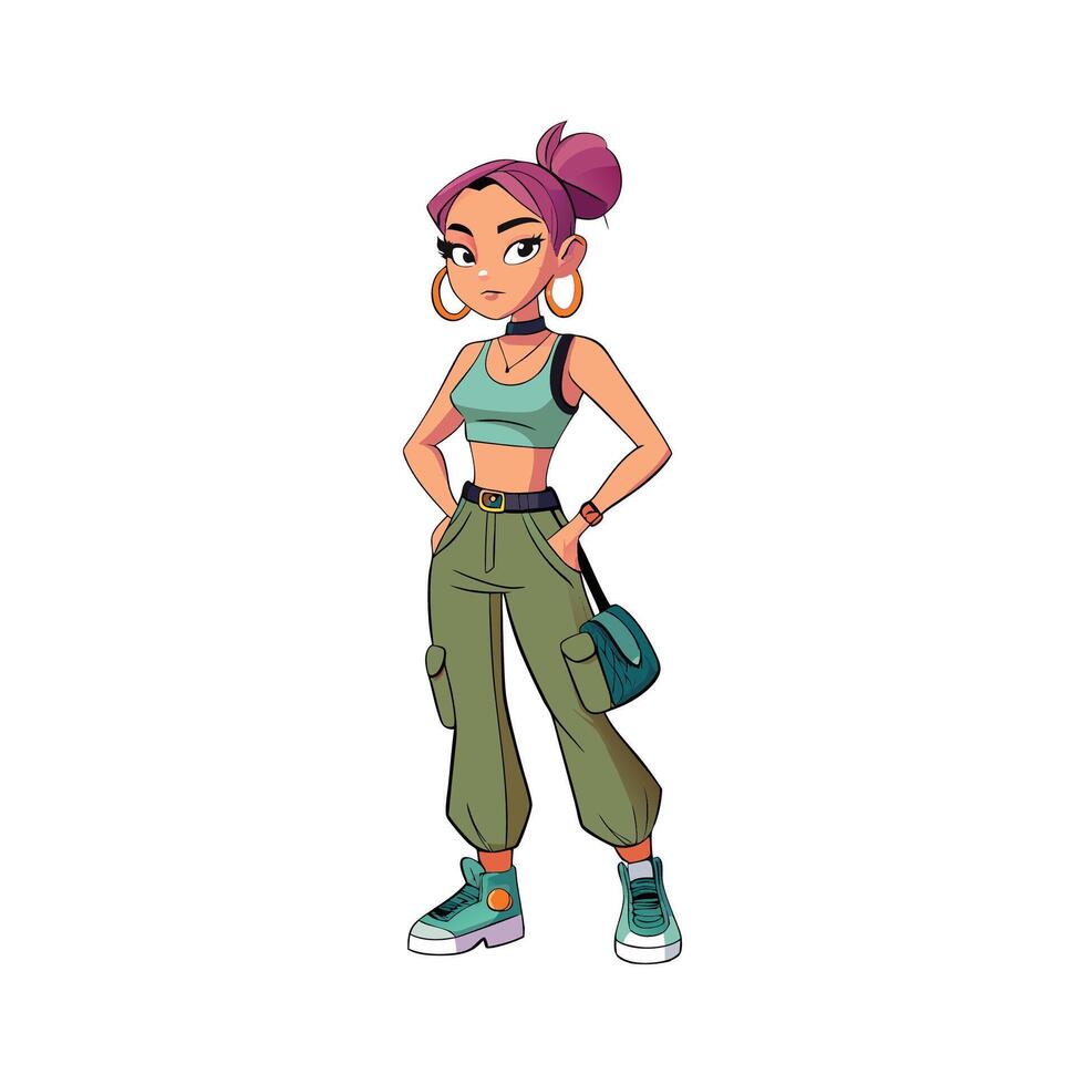 Bold Trendy Teen Fashion Model Illustrate 3 vector