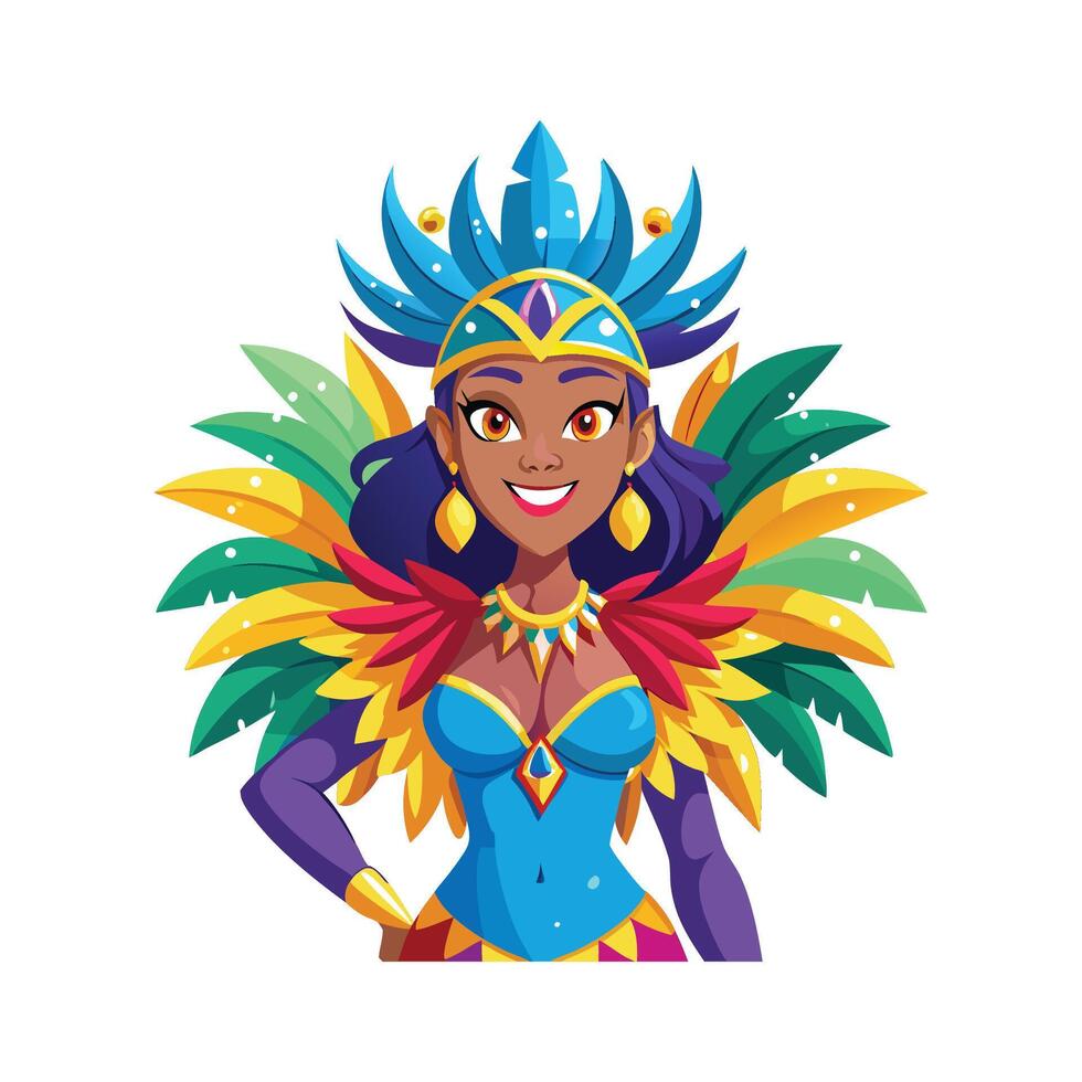 Chic Vibrant Carnival Fashion Model Illustrate vector