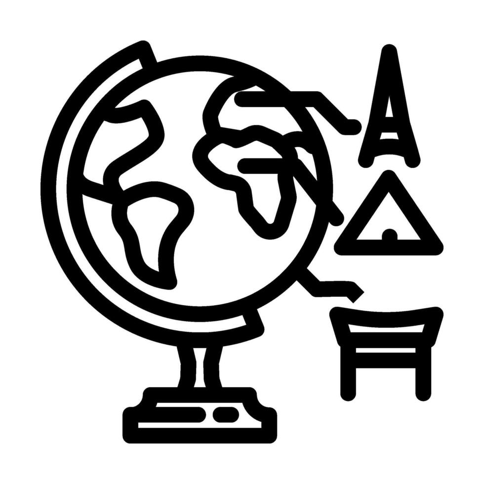 globe with landmarks geographical discoveries line icon illustration vector