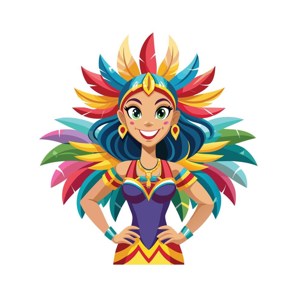 Elegant Vibrant Carnival Fashion Model Illustrate 1 vector