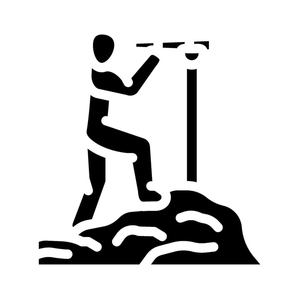 explorer with telescope geographical glyph icon illustration vector