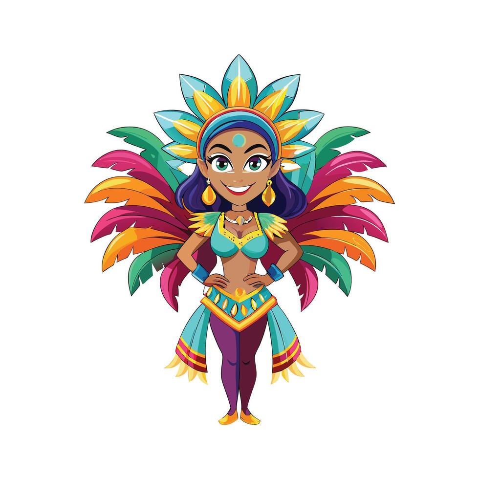Bold Vibrant Carnival Fashion Model Illustrate 3 vector