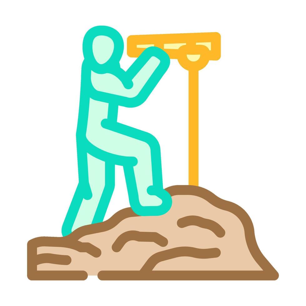 explorer with telescope geographical color icon illustration vector
