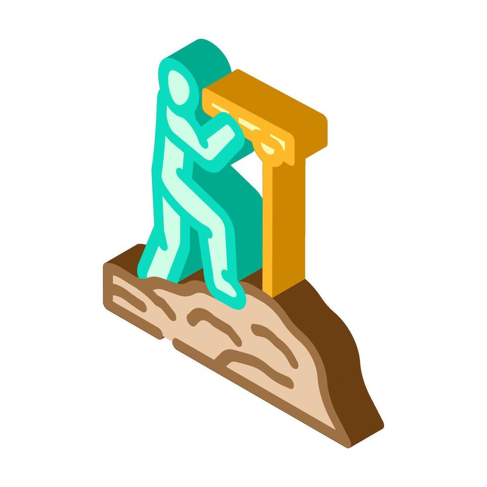 explorer with telescope geographical isometric icon illustration vector