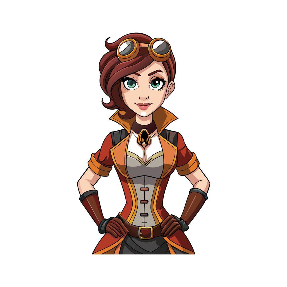 Chic Victorian Steampunk Model Design Fashion vector