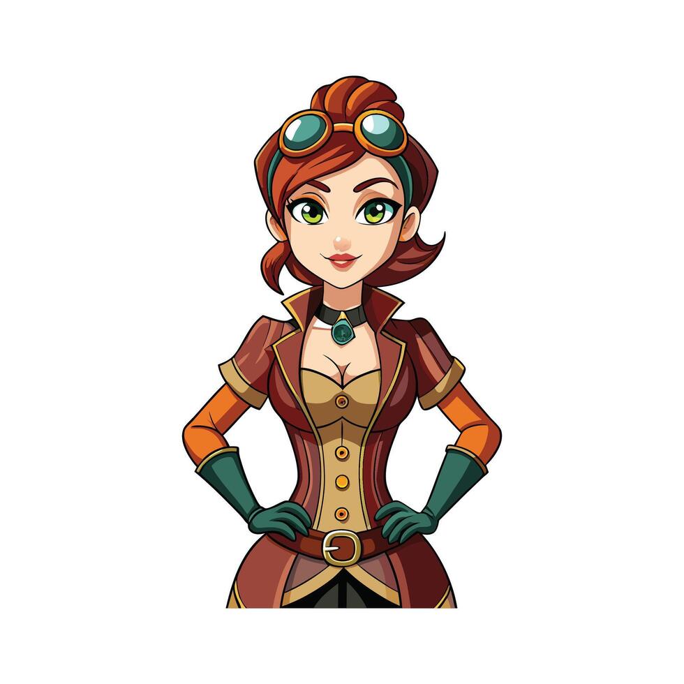Bold Victorian Steampunk Model Design Fashion 3 vector