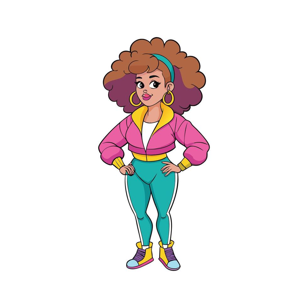 Elegant Vintage 80s Fashion Model Illustrate 1 vector