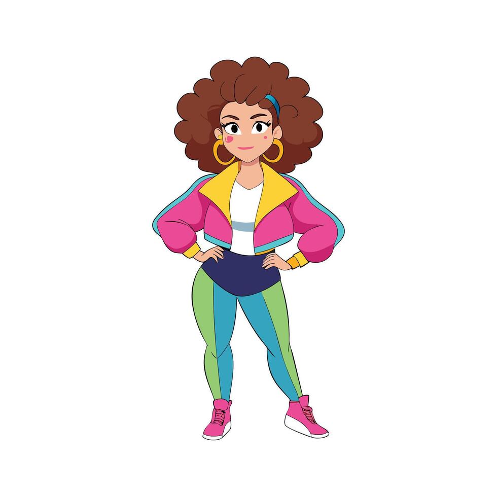 Trendy Vintage 80s Fashion Model Illustrate 2 vector