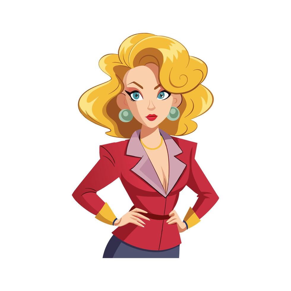 Trendy Vintage 80s Power Dressing Fashion Model Illustrate 2 vector